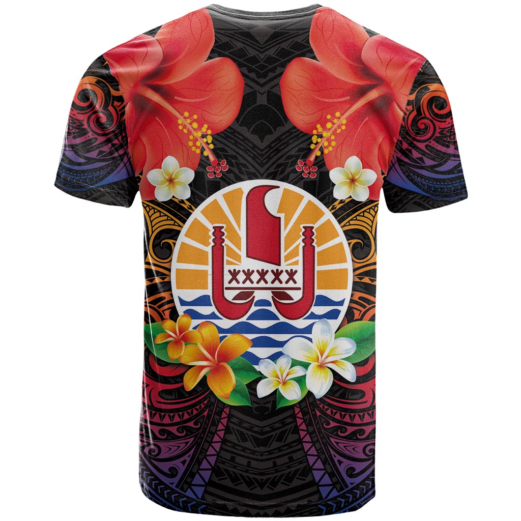 French Polynesia Bastille Day T Shirt Tiare Flower and National Seal Polynesian Pattern LT03 - Polynesian Pride