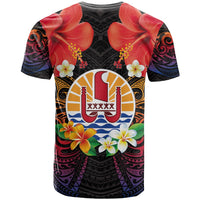 French Polynesia Bastille Day T Shirt Tiare Flower and National Seal Polynesian Pattern LT03 - Polynesian Pride