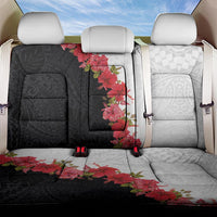 Hawaii Red Hibiscus Flowers Back Car Seat Cover Polynesian Pattern With Half Black White Version LT03 One Size Black - Polynesian Pride