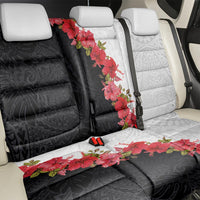 Hawaii Red Hibiscus Flowers Back Car Seat Cover Polynesian Pattern With Half Black White Version LT03 - Polynesian Pride