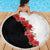 Hawaii Red Hibiscus Flowers Beach Blanket Polynesian Pattern With Half Black White Version