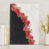 Hawaii Red Hibiscus Flowers Canvas Wall Art Polynesian Pattern With Half Black White Version LT03 Without Frame Black - Polynesian Pride