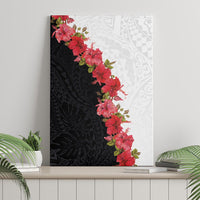 Hawaii Red Hibiscus Flowers Canvas Wall Art Polynesian Pattern With Half Black White Version LT03 - Polynesian Pride