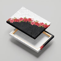 Hawaii Red Hibiscus Flowers Canvas Wall Art Polynesian Pattern With Half Black White Version LT03 - Polynesian Pride