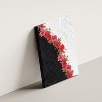 Hawaii Red Hibiscus Flowers Canvas Wall Art Polynesian Pattern With Half Black White Version LT03 - Polynesian Pride