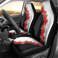 Hawaii Red Hibiscus Flowers Car Seat Cover Polynesian Pattern With Half Black White Version LT03 - Polynesian Pride