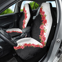 Hawaii Red Hibiscus Flowers Car Seat Cover Polynesian Pattern With Half Black White Version LT03 - Polynesian Pride
