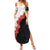 Hawaii Red Hibiscus Flowers Family Matching Summer Maxi Dress and Hawaiian Shirt Polynesian Pattern With Half Black White Version