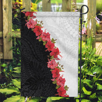 Hawaii Red Hibiscus Flowers Garden Flag Polynesian Pattern With Half Black White Version LT03 Garden Flag Black - Polynesian Pride