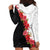 Hawaii Red Hibiscus Flowers Hoodie Dress Polynesian Pattern With Half Black White Version