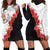 Hawaii Red Hibiscus Flowers Hoodie Dress Polynesian Pattern With Half Black White Version