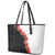 Hawaii Red Hibiscus Flowers Leather Tote Bag Polynesian Pattern With Half Black White Version