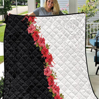 Hawaii Red Hibiscus Flowers Quilt Polynesian Pattern With Half Black White Version LT03 Black - Polynesian Pride