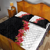 Hawaii Red Hibiscus Flowers Quilt Bed Set Polynesian Pattern With Half Black White Version LT03 - Polynesian Pride