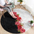 Hawaii Red Hibiscus Flowers Round Carpet Polynesian Pattern With Half Black White Version