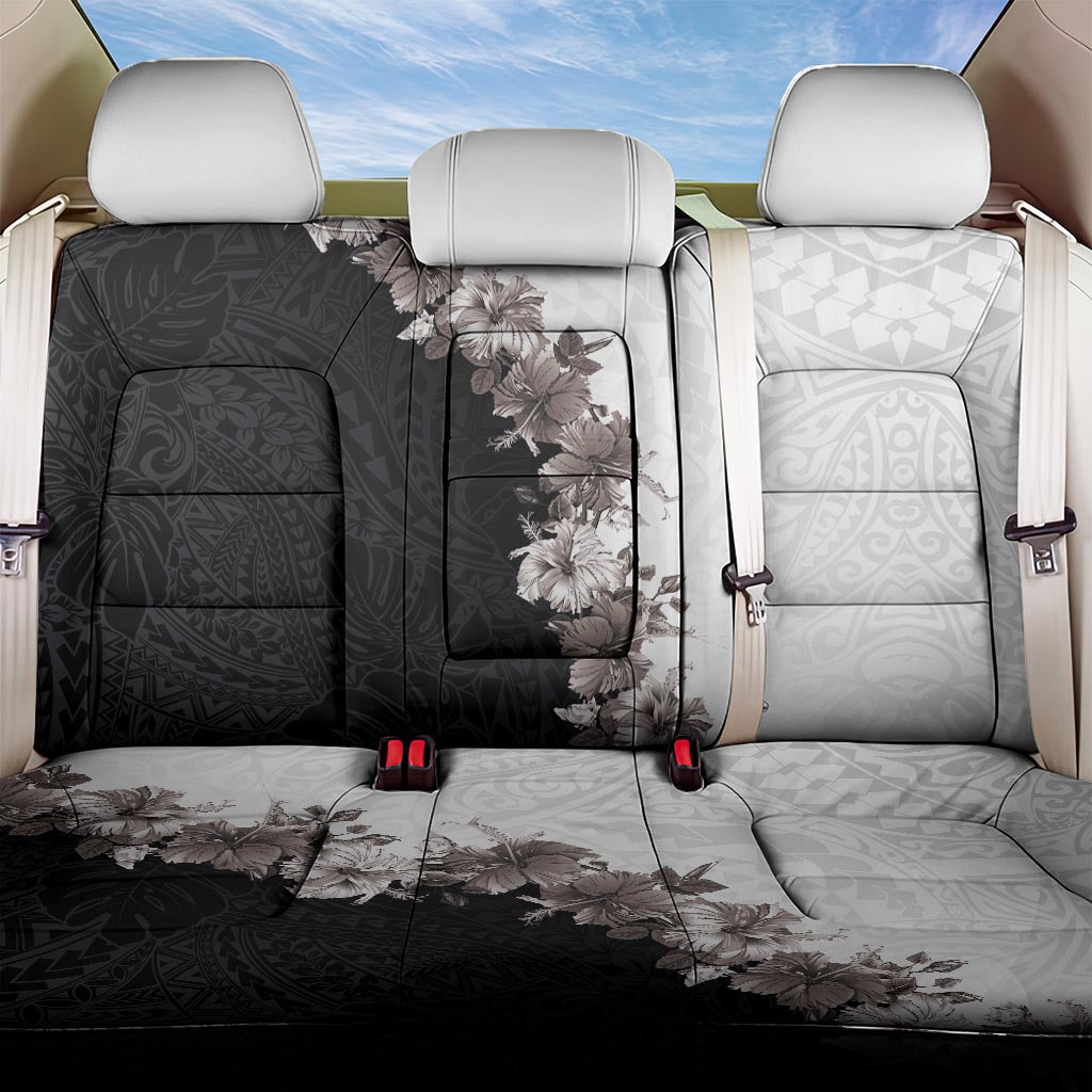 Hawaii Grayscale Hibiscus Flowers Back Car Seat Cover Polynesian Pattern With Half Black White Version LT03 One Size Black - Polynesian Pride
