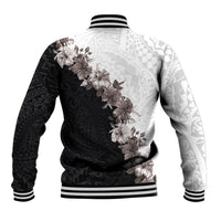 Hawaii Grayscale Hibiscus Flowers Baseball Jacket Polynesian Pattern With Half Black White Version LT03 - Polynesian Pride