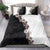 Hawaii Grayscale Hibiscus Flowers Bedding Set Polynesian Pattern With Half Black White Version