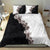 Hawaii Grayscale Hibiscus Flowers Bedding Set Polynesian Pattern With Half Black White Version