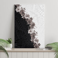 Hawaii Grayscale Hibiscus Flowers Canvas Wall Art Polynesian Pattern With Half Black White Version LT03 - Polynesian Pride