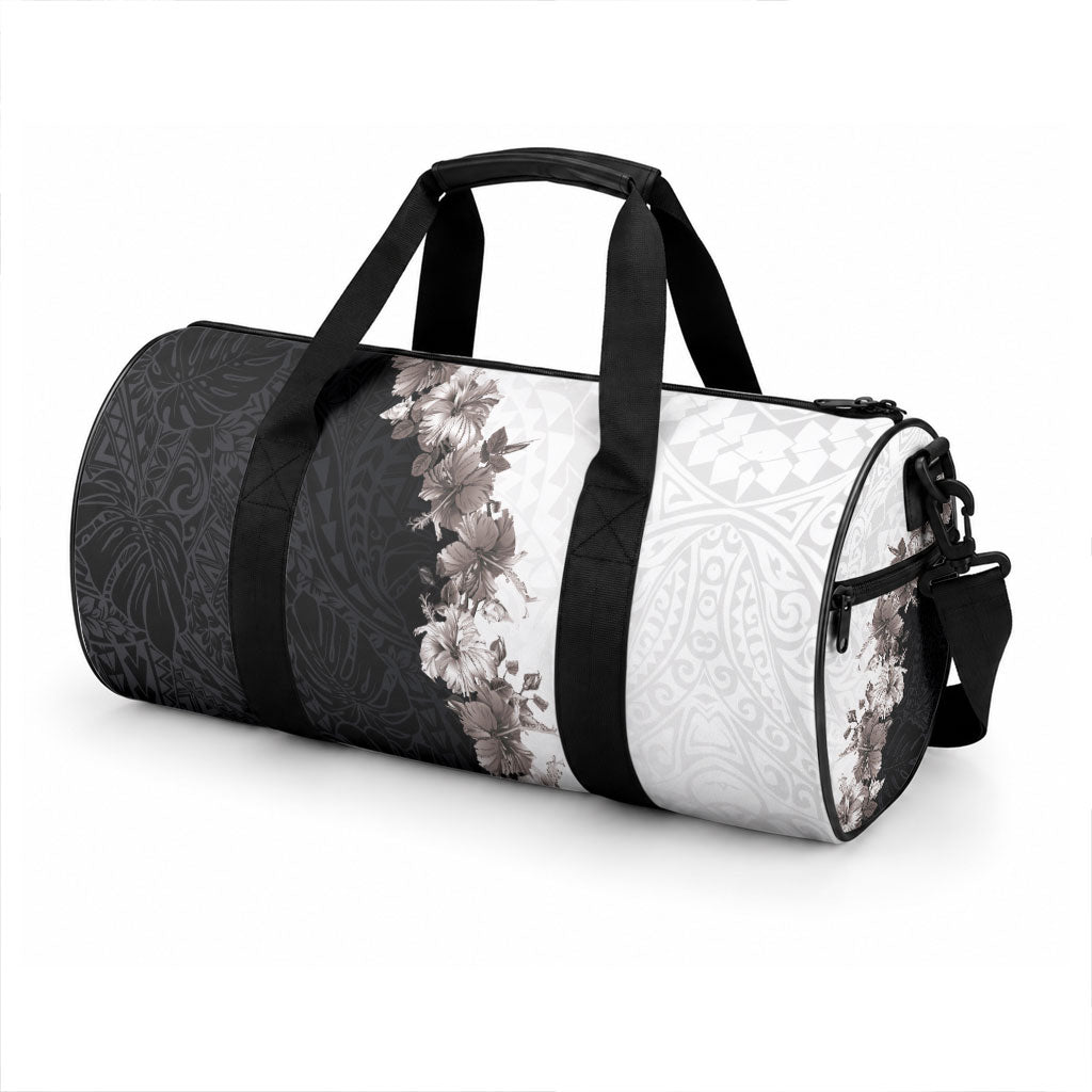Hawaii Grayscale Hibiscus Flowers Duffle Bag LT03 - Polynesian Pride