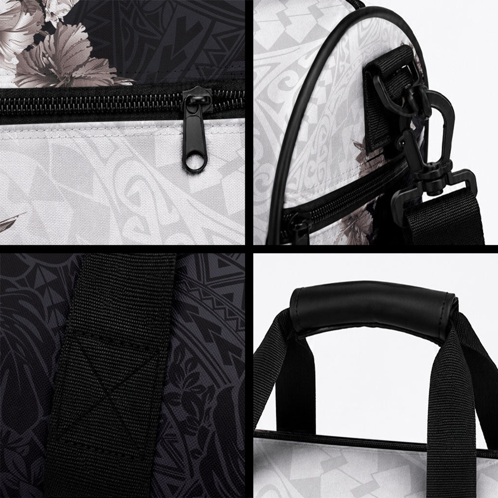 Hawaii Grayscale Hibiscus Flowers Duffle Bag LT03 - Polynesian Pride