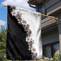 Hawaii Grayscale Hibiscus Flowers Garden Flag Polynesian Pattern With Half Black White Version LT03 - Polynesian Pride
