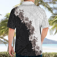 Hawaii Grayscale Hibiscus Flowers Hawaiian Shirt Polynesian Pattern With Half Black White Version LT03 - Polynesian Pride