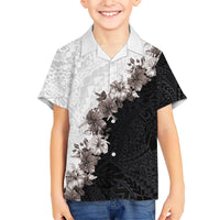 Hawaii Grayscale Hibiscus Flowers Hawaiian Shirt Polynesian Pattern With Half Black White Version LT03 - Polynesian Pride