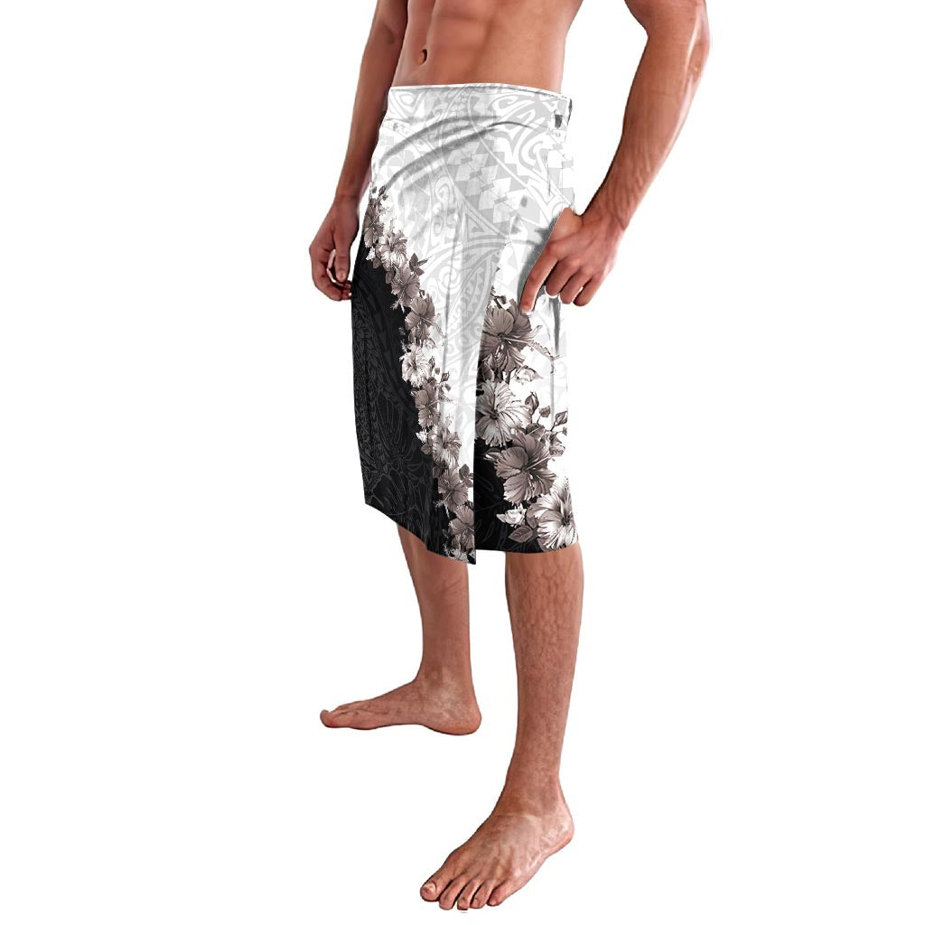 Hawaii Grayscale Hibiscus Flowers Lavalava Polynesian Pattern With Half Black White Version LT03 - Polynesian Pride