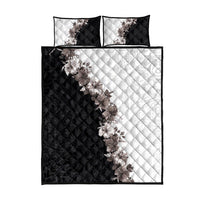 Hawaii Grayscale Hibiscus Flowers Quilt Bed Set Polynesian Pattern With Half Black White Version LT03 - Polynesian Pride