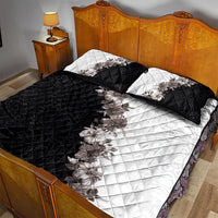 Hawaii Grayscale Hibiscus Flowers Quilt Bed Set Polynesian Pattern With Half Black White Version LT03 - Polynesian Pride