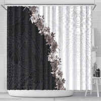 Hawaii Grayscale Hibiscus Flowers Shower Curtain Polynesian Pattern With Half Black White Version LT03 - Polynesian Pride
