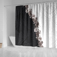 Hawaii Grayscale Hibiscus Flowers Shower Curtain Polynesian Pattern With Half Black White Version LT03 - Polynesian Pride