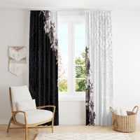 Hawaii Grayscale Hibiscus Flowers Window Curtain Polynesian Pattern With Half Black White Version LT03 - Polynesian Pride