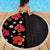 Hawaii Hibiscus and Plumeria Flowers Beach Blanket Tapa Tribal Pattern Half Style Colorful Mode