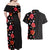 Hawaii Hibiscus and Plumeria Flowers Couples Matching Off Shoulder Maxi Dress and Hawaiian Shirt Tapa Tribal Pattern Half Style Colorful Mode