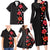 Hawaii Hibiscus and Plumeria Flowers Family Matching Long Sleeve Bodycon Dress and Hawaiian Shirt Tapa Tribal Pattern Half Style Colorful Mode