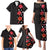 Hawaii Hibiscus and Plumeria Flowers Family Matching Puletasi and Hawaiian Shirt Tapa Tribal Pattern Half Style Colorful Mode