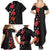 Hawaii Hibiscus and Plumeria Flowers Family Matching Summer Maxi Dress and Hawaiian Shirt Tapa Tribal Pattern Half Style Colorful Mode