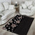 Hawaii Hibiscus and Plumeria Flowers Area Rug Tapa Tribal Pattern Half Style Grayscale Mode