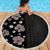 Hawaii Hibiscus and Plumeria Flowers Beach Blanket Tapa Tribal Pattern Half Style Grayscale Mode