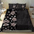 Hawaii Hibiscus and Plumeria Flowers Bedding Set Tapa Tribal Pattern Half Style Grayscale Mode