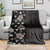 Hawaii Hibiscus and Plumeria Flowers Blanket Tapa Tribal Pattern Half Style Grayscale Mode