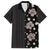 Hawaii Hibiscus and Plumeria Flowers Family Matching Puletasi and Hawaiian Shirt Tapa Tribal Pattern Half Style Grayscale Mode