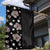 Hawaii Hibiscus and Plumeria Flowers Garden Flag Tapa Tribal Pattern Half Style Grayscale Mode