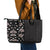 Hawaii Hibiscus and Plumeria Flowers Leather Tote Bag Tapa Tribal Pattern Half Style Grayscale Mode