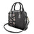 Hawaii Hibiscus and Plumeria Flowers Shoulder Handbag Tapa Tribal Pattern Half Style Grayscale Mode