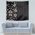 Hawaii Hibiscus and Plumeria Flowers Tapestry Tapa Tribal Pattern Half Style Grayscale Mode