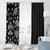 Hawaii Hibiscus and Plumeria Flowers Window Curtain Tapa Tribal Pattern Half Style Grayscale Mode